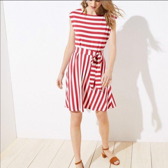 LOFT Dresses & Skirts - NWT Ann Taylor Loft striped tie waist dress